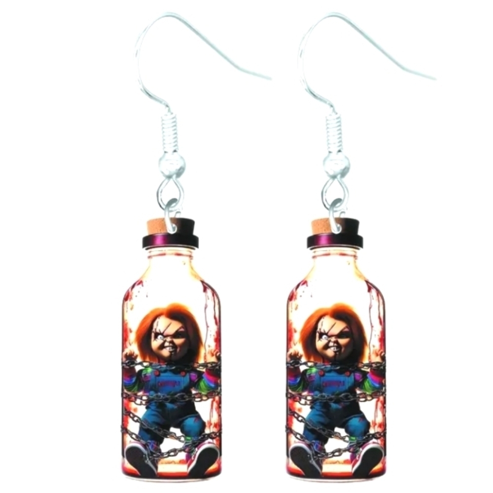 Fun Spooky Chucky Horror character 5d earrings